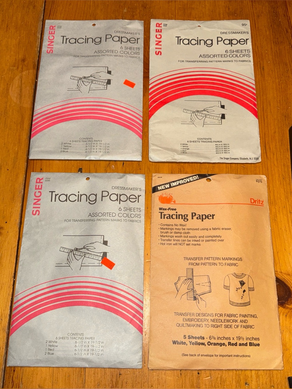 Vintage SEWING NOTIONS Singer & Dritz Dressmaker’s Tracing Paper 4 Packages